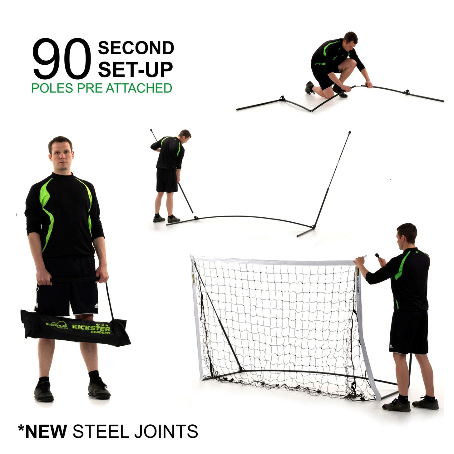 KICKSTER Portable Football Goal 240 x 150 cm (Yellow)
